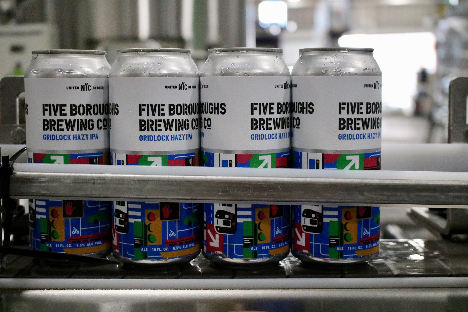 gridlock beer cans being packaged